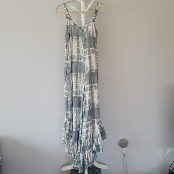 JAPNA Light Blue Tie-Dye Wide Ruffle Leg Jumpsuit - Picture 10 of 13
